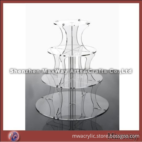 Bespoke 4-Tier Clear Round Floor Wedding Favor Acrylic Cupcake Display Holder